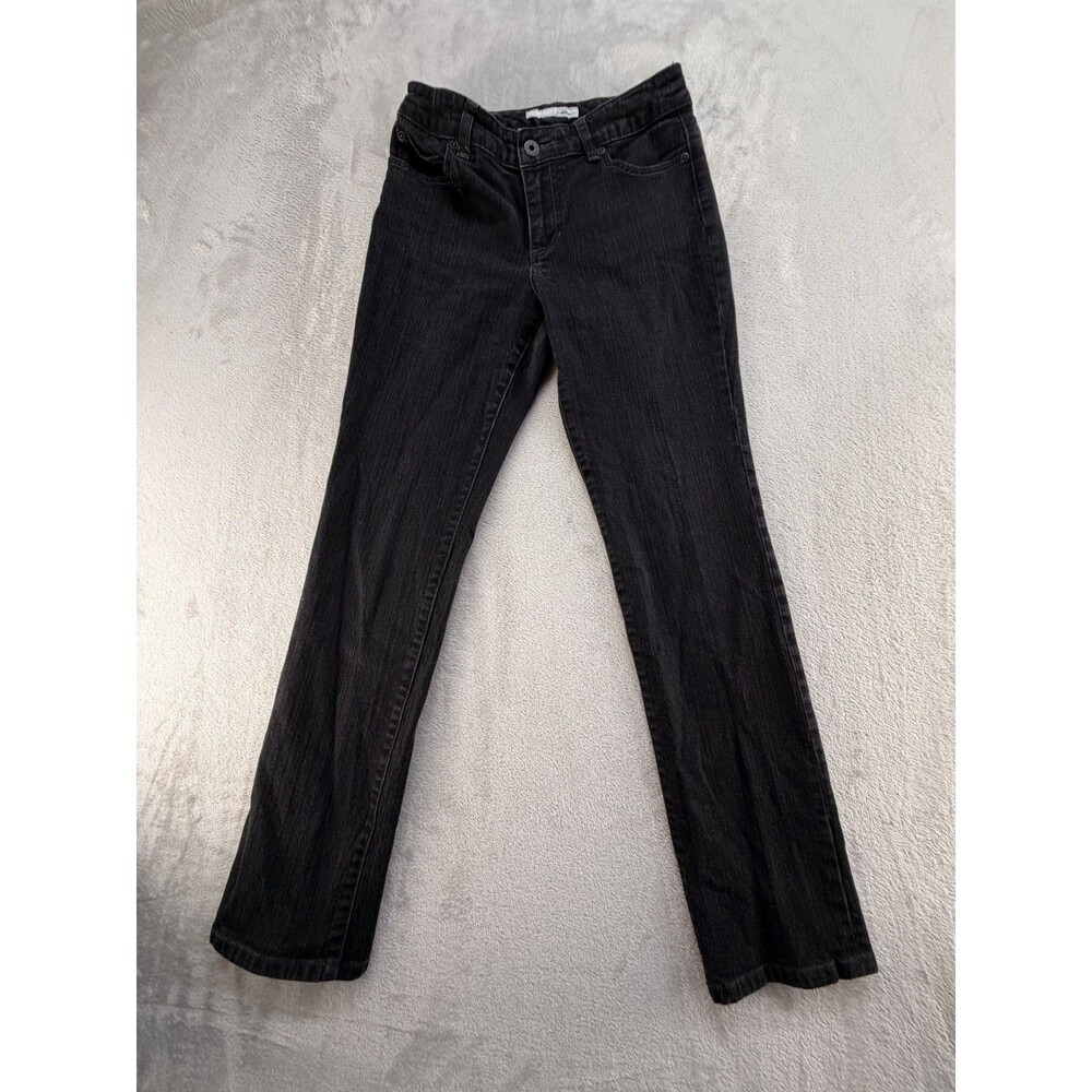 Chico's Platinum Jeans Womens Size 00 Straight Leg Black Denim Casual